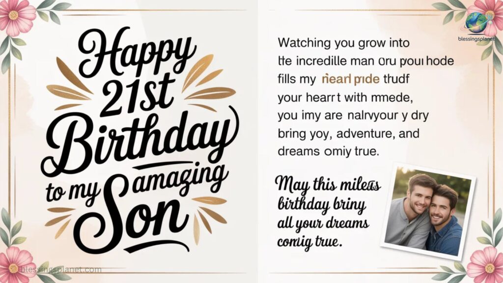 Heartfelt 21st Birthday Messages for Son from Mother
