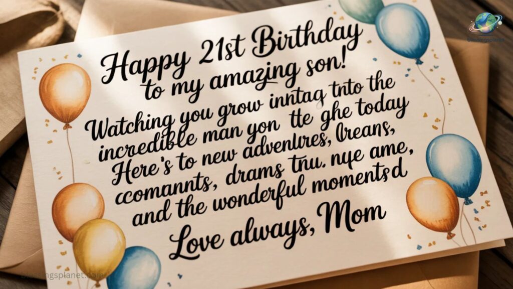 Short 21st Birthday Messages for Son from Mom