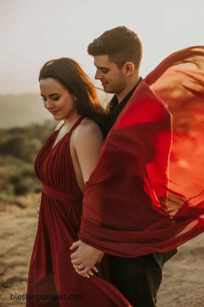 Red Dress Captions for Couples