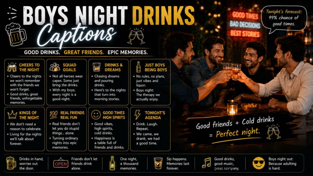 Boys Night Drinks Captions