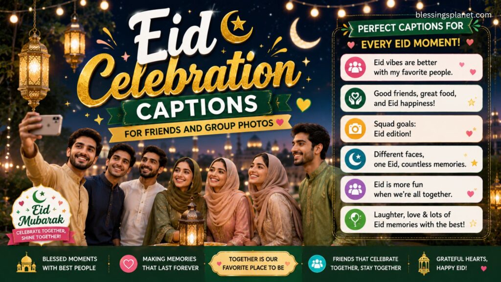 Eid Celebration Captions for Friends and Group Photos