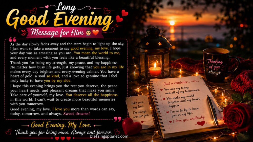 Long Good Evening Message for Him 👨❤️