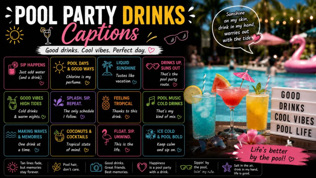 Pool Party Drinks Captions