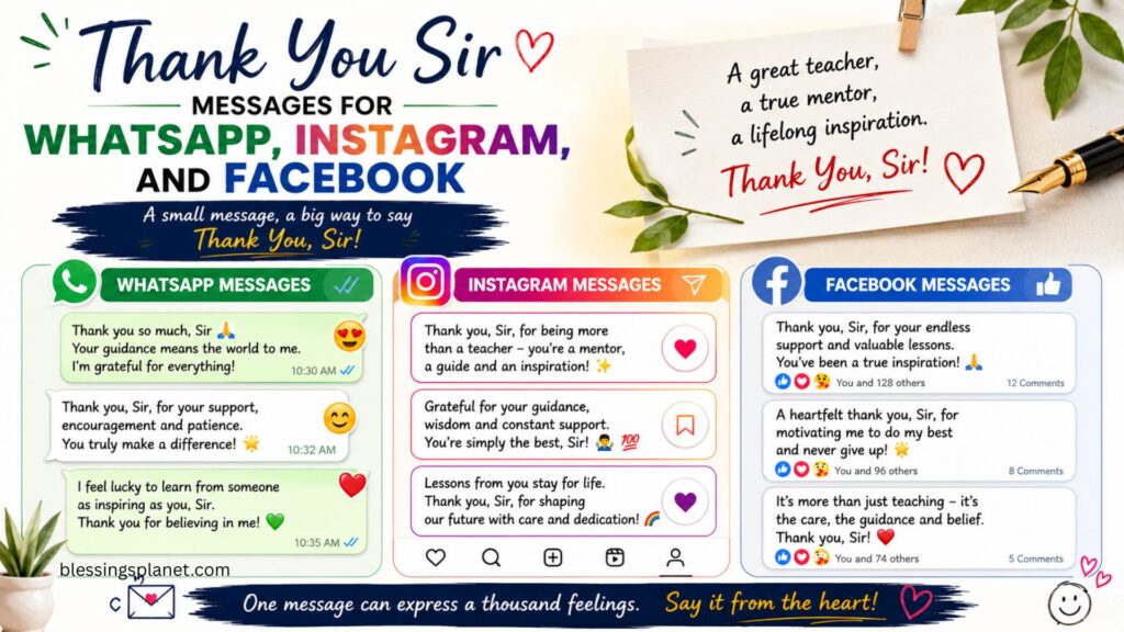 Thank You Sir Messages for WhatsApp, Instagram, and Facebook